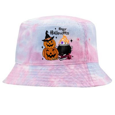 Happy Halloween Potluck Pumpkin Witch Spooky Graphic Plus Size Party Tie-Dyed Bucket Hat