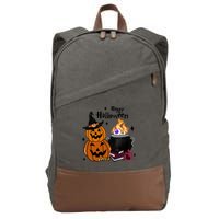 Happy Halloween Potluck Pumpkin Witch Spooky Graphic Plus Size Party Cotton Canvas Backpack
