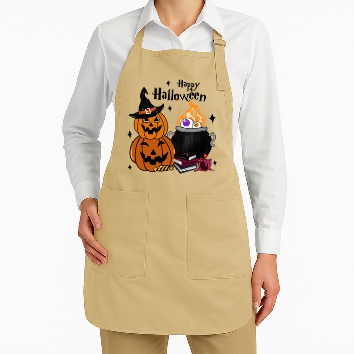 Happy Halloween Potluck Pumpkin Witch Spooky Graphic Plus Size Party Apron