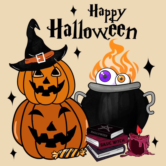 Happy Halloween Potluck Pumpkin Witch Spooky Graphic Plus Size Party Apron