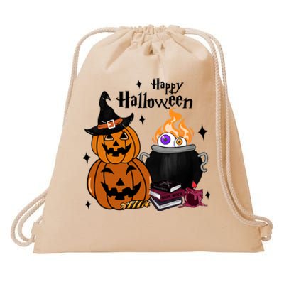 Happy Halloween Potluck Pumpkin Witch Spooky Graphic Plus Size Party Drawstring Bag