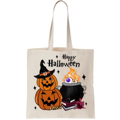 Happy Halloween Potluck Pumpkin Witch Spooky Graphic Plus Size Party Tote Bag