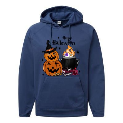 Happy Halloween Potluck Pumpkin Witch Spooky Graphic Plus Size Party Performance Fleece Hoodie