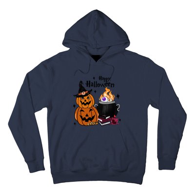 Happy Halloween Potluck Pumpkin Witch Spooky Graphic Plus Size Party Hoodie