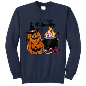 Happy Halloween Potluck Pumpkin Witch Spooky Graphic Plus Size Party Sweatshirt