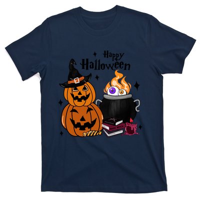 Happy Halloween Potluck Pumpkin Witch Spooky Graphic Plus Size Party T-Shirt