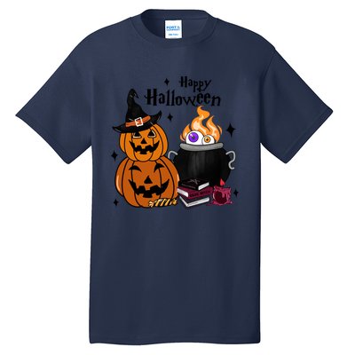 Happy Halloween Potluck Pumpkin Witch Spooky Graphic Plus Size Party Tall T-Shirt