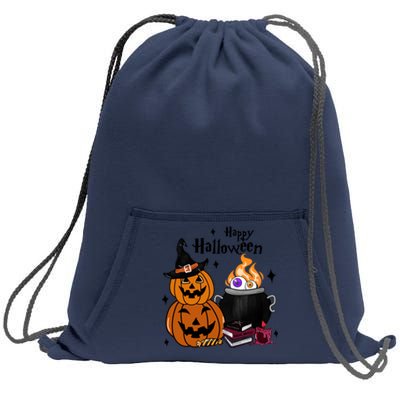 Happy Halloween Potluck Pumpkin Witch Spooky Graphic Plus Size Party Sweatshirt Cinch Pack Bag