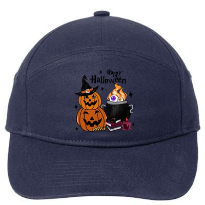 Happy Halloween Potluck Pumpkin Witch Spooky Graphic Plus Size Party 7-Panel Snapback Hat