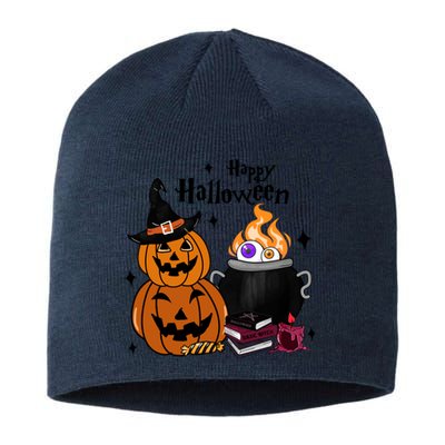 Happy Halloween Potluck Pumpkin Witch Spooky Graphic Plus Size Party Sustainable Beanie