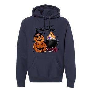 Happy Halloween Potluck Pumpkin Witch Spooky Graphic Plus Size Party Premium Hoodie