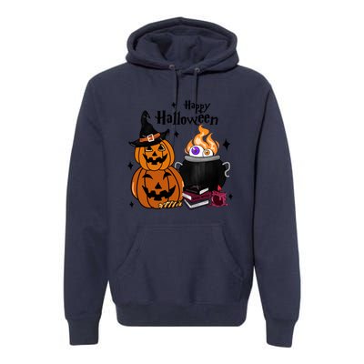 Happy Halloween Potluck Pumpkin Witch Spooky Graphic Plus Size Party Premium Hoodie