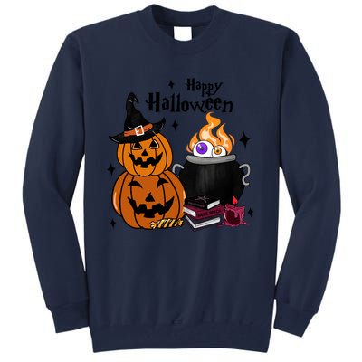 Happy Halloween Potluck Pumpkin Witch Spooky Graphic Plus Size Party Tall Sweatshirt