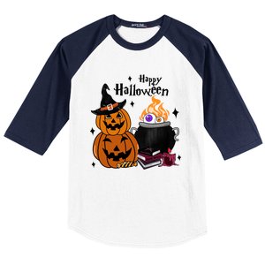 Happy Halloween Potluck Pumpkin Witch Spooky Graphic Plus Size Party Baseball Sleeve Shirt