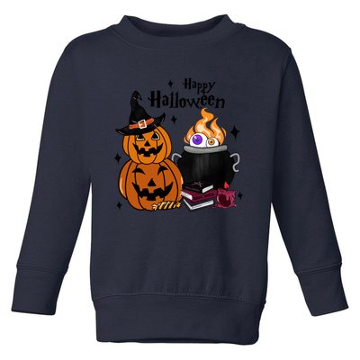 Happy Halloween Potluck Pumpkin Witch Spooky Graphic Plus Size Party Toddler Sweatshirt