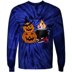 Happy Halloween Potluck Pumpkin Witch Spooky Graphic Plus Size Party Tie-Dye Long Sleeve Shirt