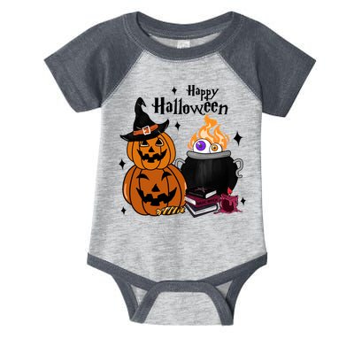 Happy Halloween Potluck Pumpkin Witch Spooky Graphic Plus Size Party Infant Baby Jersey Bodysuit