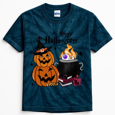 Happy Halloween Potluck Pumpkin Witch Spooky Graphic Plus Size Party Kids Tie-Dye T-Shirt