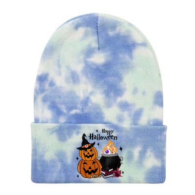 Happy Halloween Potluck Pumpkin Witch Spooky Graphic Plus Size Party Tie Dye 12in Knit Beanie