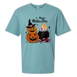 Happy Halloween Potluck Pumpkin Witch Spooky Graphic Plus Size Party Sueded Cloud Jersey T-Shirt