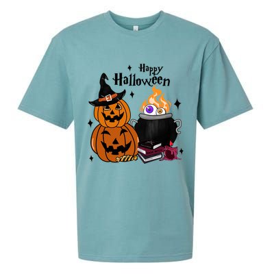 Happy Halloween Potluck Pumpkin Witch Spooky Graphic Plus Size Party Sueded Cloud Jersey T-Shirt