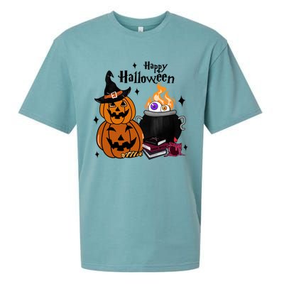 Happy Halloween Potluck Pumpkin Witch Spooky Graphic Plus Size Party Sueded Cloud Jersey T-Shirt