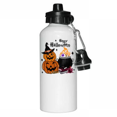 Happy Halloween Potluck Pumpkin Witch Spooky Graphic Plus Size Party Aluminum Water Bottle