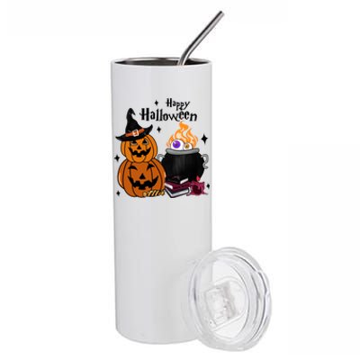 Happy Halloween Potluck Pumpkin Witch Spooky Graphic Plus Size Party Stainless Steel Tumbler