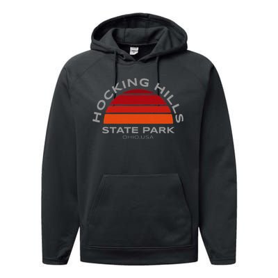 Hocking Hills Park Vintage Sunset Performance Fleece Hoodie