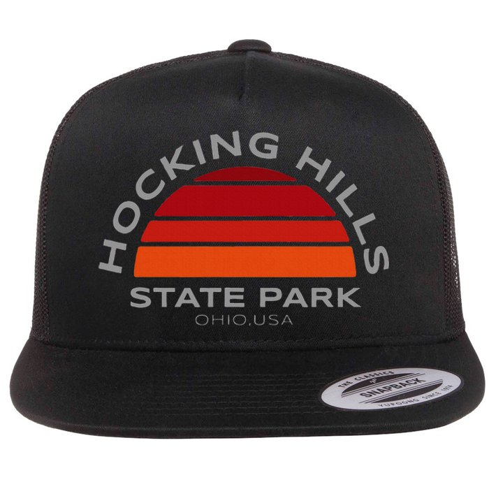 Hocking Hills Park Vintage Sunset Flat Bill Trucker Hat