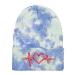 Heart Heartbeat Pulse Valentines Day Gift With Love Gift Tie Dye 12in Knit Beanie