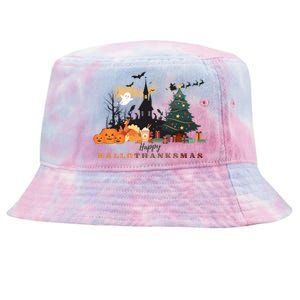 Happy Hallowthanksmas Pumpkin Xmas Tree Tie-Dyed Bucket Hat