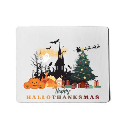 Happy Hallowthanksmas Pumpkin Xmas Tree Mousepad