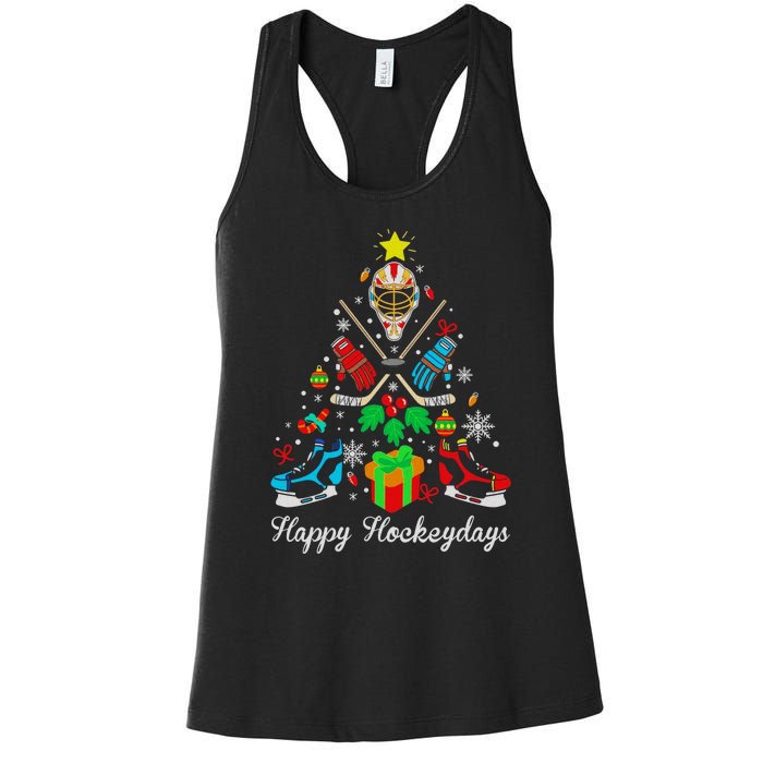 Happy Hockeydays Players With Gift Box A Wonderful Christmas Women's Racerback Tank