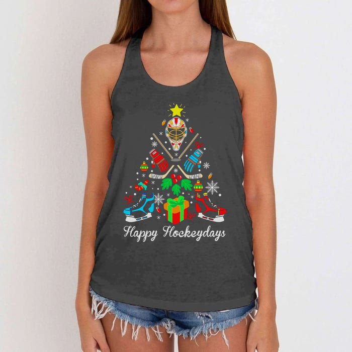 Happy Hockeydays Players With Gift Box A Wonderful Christmas Women's Knotted Racerback Tank