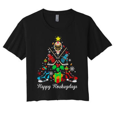 Happy Hockeydays Players With Gift Box A Wonderful Christmas Women's Crop Top Tee