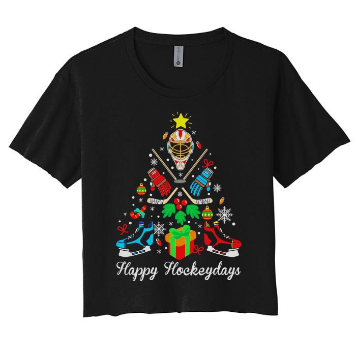 Happy Hockeydays Players With Gift Box A Wonderful Christmas Women's Crop Top Tee