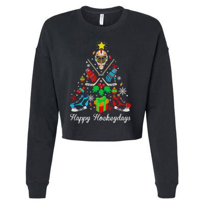 Happy Hockeydays Players With Gift Box A Wonderful Christmas Cropped Pullover Crew