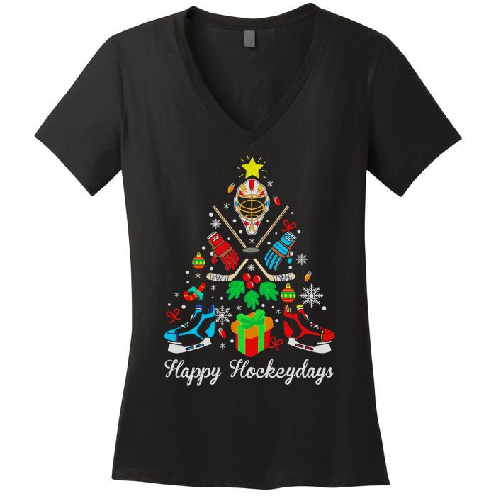 Happy Hockeydays Players With Gift Box A Wonderful Christmas Women's V-Neck T-Shirt