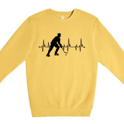 Hockey Heartbeat Pulse Funny Hockey Cute Gift Premium Crewneck Sweatshirt