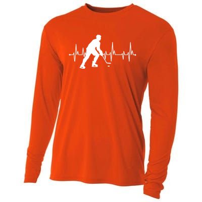 Hockey Heartbeat Pulse Funny Hockey Cute Gift Cooling Performance Long Sleeve Crew