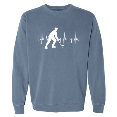 Hockey Heartbeat Pulse Funny Hockey Cute Gift Garment-Dyed Sweatshirt