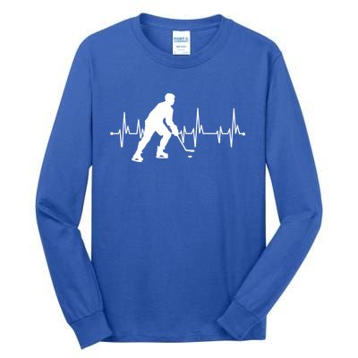 Hockey Heartbeat Pulse Funny Hockey Cute Gift Tall Long Sleeve T-Shirt