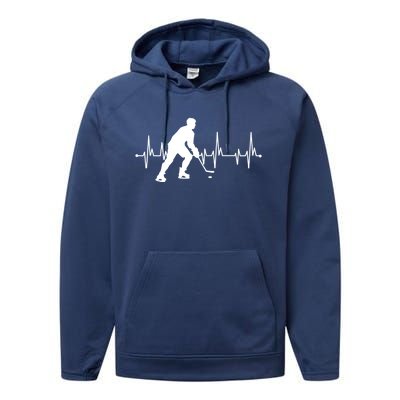 Hockey Heartbeat Pulse Funny Hockey Cute Gift Performance Fleece Hoodie