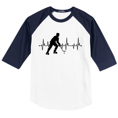 Hockey Heartbeat Pulse Funny Hockey Cute Gift Baseball Sleeve Shirt