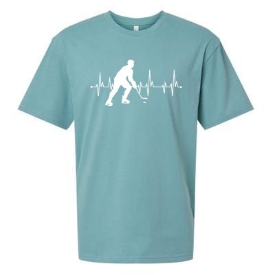 Hockey Heartbeat Pulse Funny Hockey Cute Gift Sueded Cloud Jersey T-Shirt