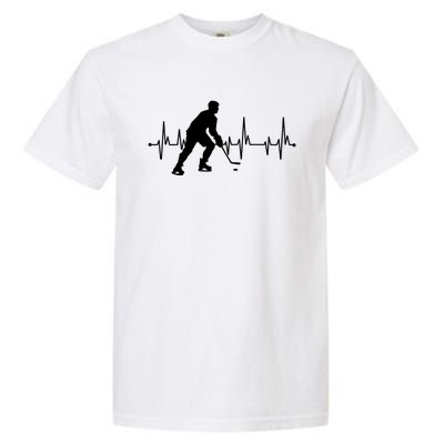 Hockey Heartbeat Pulse Funny Hockey Cute Gift Garment-Dyed Heavyweight T-Shirt