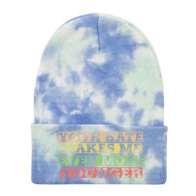 Hate Hater Positiv Stay Strong Gift Tie Dye 12in Knit Beanie