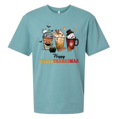 Happy Hallothanksmas Pumpkin Spice Cups Cute Gift Sueded Cloud Jersey T-Shirt