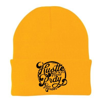 Hustle Hard Pray Harder Knit Cap Winter Beanie